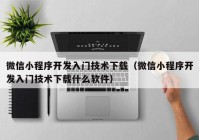 微信小程序开发入门技术下载（微信小程序开发入门技术下载什么软件）