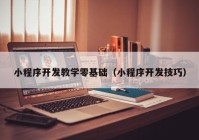 小程序开发教学零基础（小程序开发技巧）