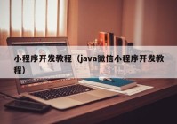 小程序开发教程（java微信小程序开发教程）