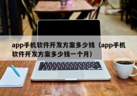 app手机软件开发方案多少钱（app手机软件开发方案多少钱一个月）