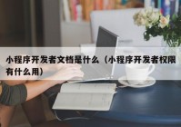 小程序开发者文档是什么（小程序开发者权限有什么用）