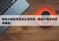 微信小程序开发怎么写代码（微信小程序的开发编程）